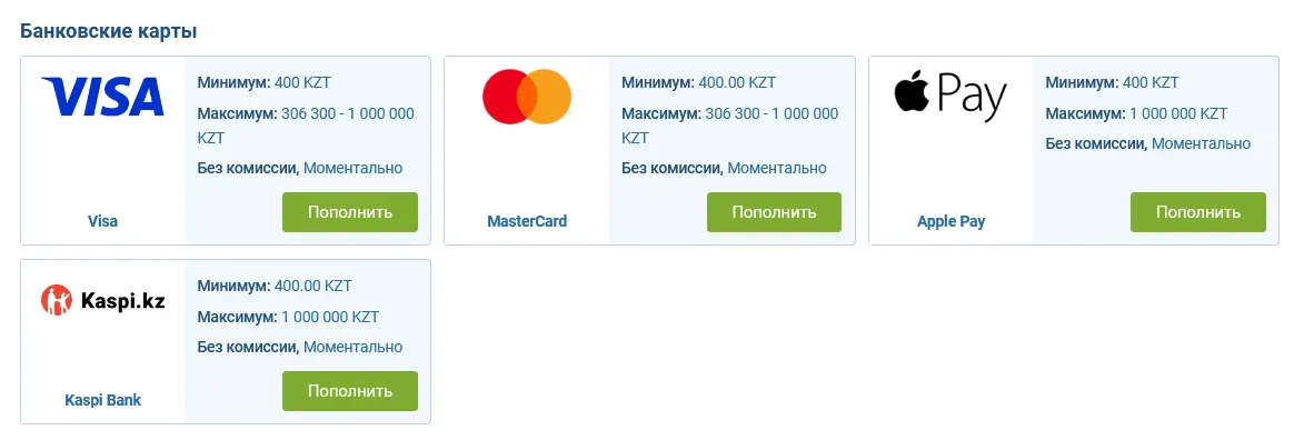 Платежные системы в 1xBet Казахстан Платежные системы в 1xBet Казахстан